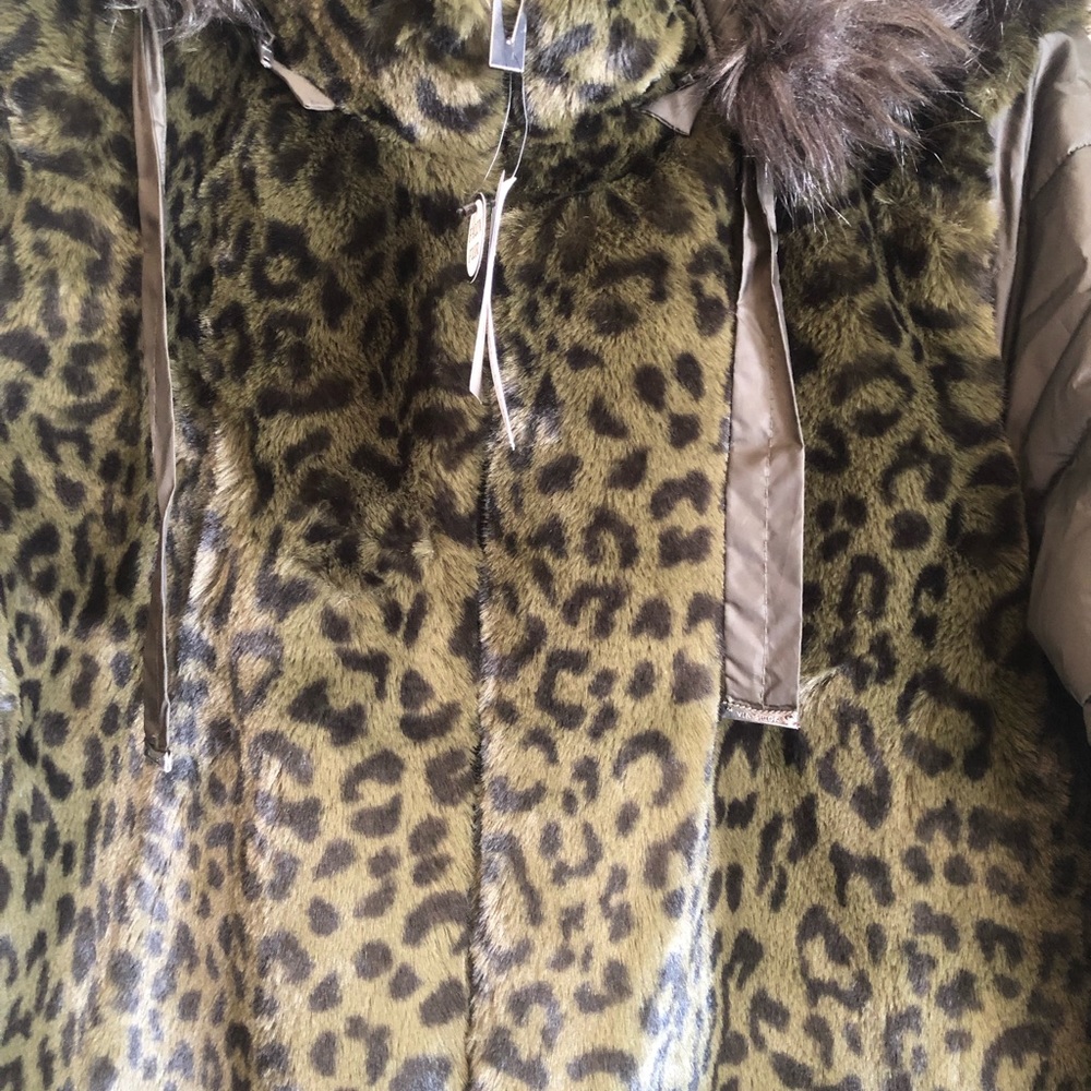 Via Spiga Womens Green Winter Faux Fur Hooded Coat Outerwear M - Picture 10 of 14